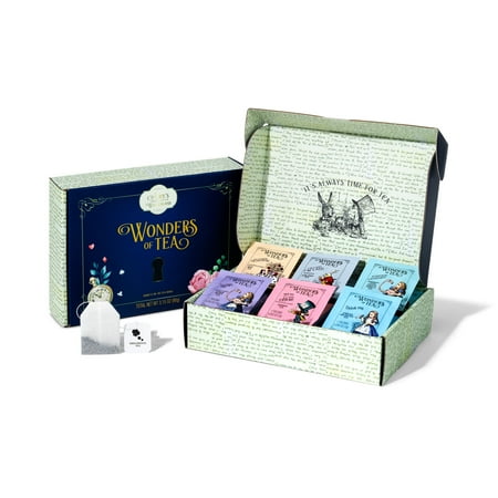 Thoughtfully Alice's Adventures, Wonder of Tea Assortment Gift Set, Includes Book Quotes and Illustrations and 90 Tea Bags in 6 Flavors