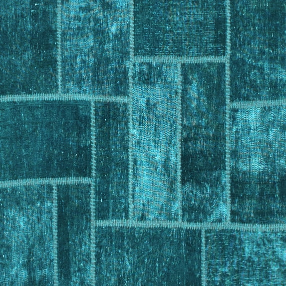 Ahgly Company Indoor Square Patchwork Light Blue Transitional Area Rugs, 5' Square