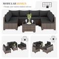 thumbnail image 5 of JORVIMAX 7 Piece Patio Furniture Set Outdoor Conversation Sets All-Weather Brown Rattan Wicker Patio Sectional Sofa with Cushions Black, 5 of 8