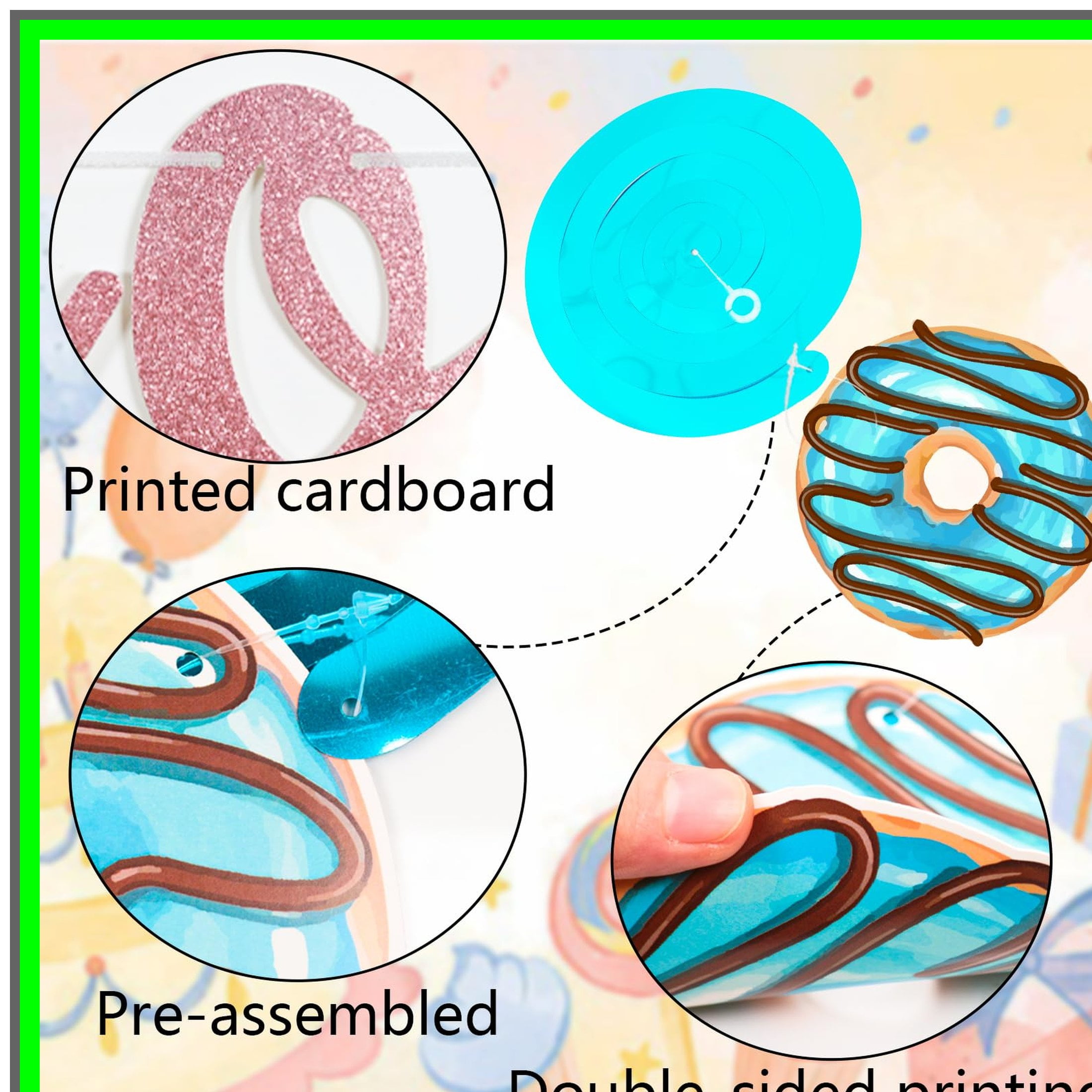 Milisten Lot De 2 Bannières En Forme De Beignet à Suspendre