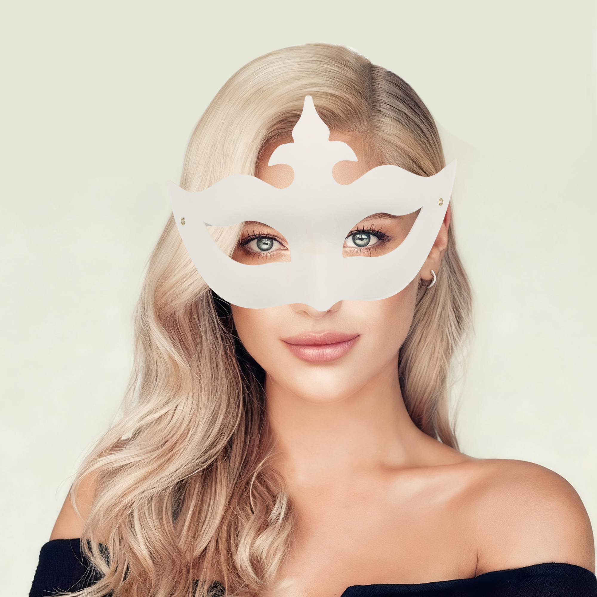 Unique Bargains 1 Pack Elegant Hand-Painted Party Mask White Pattern 8