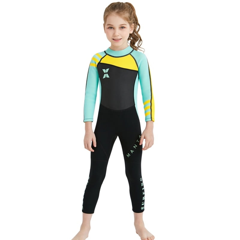 2.5mm Girls Children Kids Swimwear Long-Sleeved Diving Full Wetsuit Keep Warm 