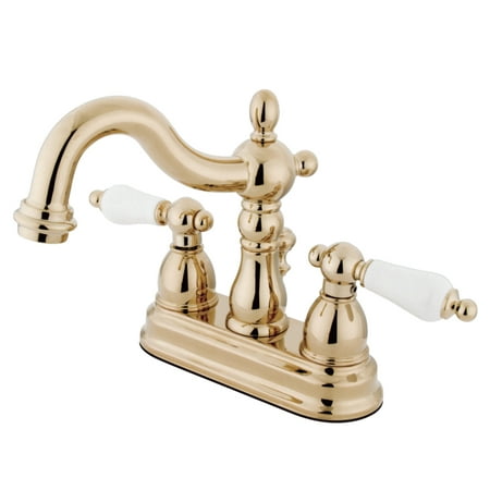 Kingston Brass KB1602PL Heritage 4 in. Centerset Bathroom Faucet, Polished Brass