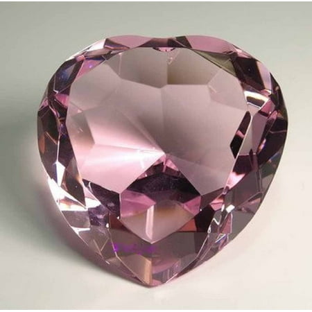 Optical Crystal Diamond Paperweight - Diamond Jewel Paperweight 100mm Pink Heart Shaped Cut, Size: 100 mm (diameter) x 55 mm (height) By Onlinez Trading