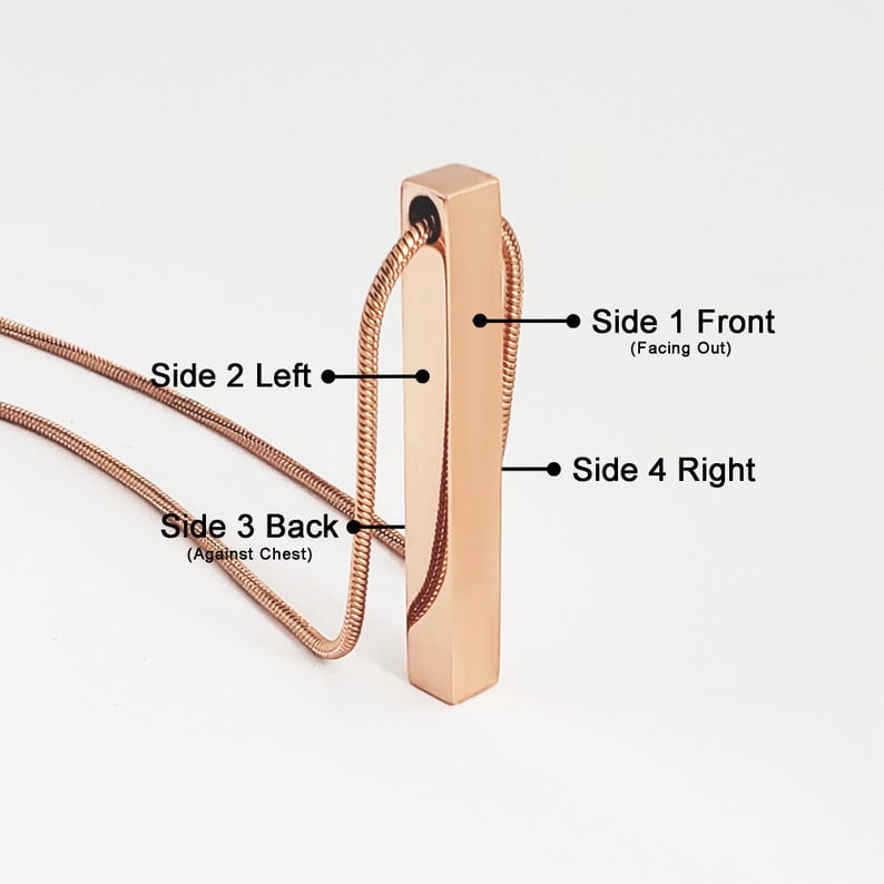 Rose Gold 3D Bar Cremation Necklace, Memorial Bar Ashes Holder Necklace, Bar Ashes Holder Container, Bar Keepsake, Bar Ashes Holder Pendant, Fill Kit and Ship Next Day! [Rose Gold, No Engraving]