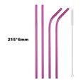 thumbnail image 1 of 18/10 Stainless Steel Straw Set Reusable Drinking Straw High Quality Metal Colorful Straw With Cleaner Brush Bar Party Accessory 5Pcs Pink, 1 of 6