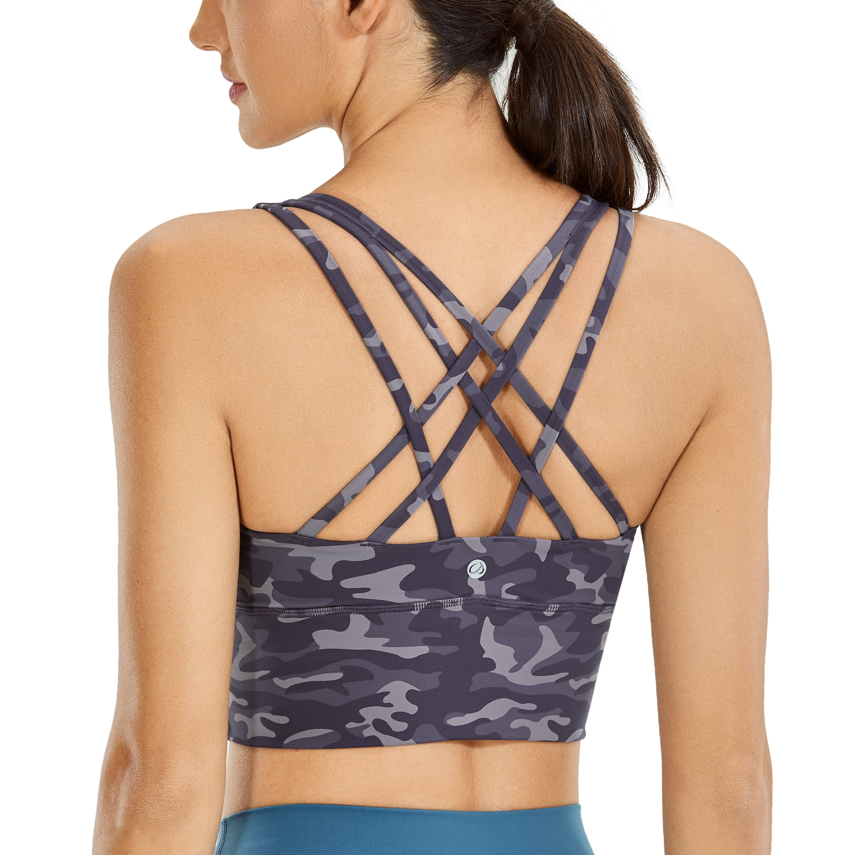 CRZ YOGA Women's Medium Impact Wirefree Padded Strappy Longline Sports Bras - Walmart.com