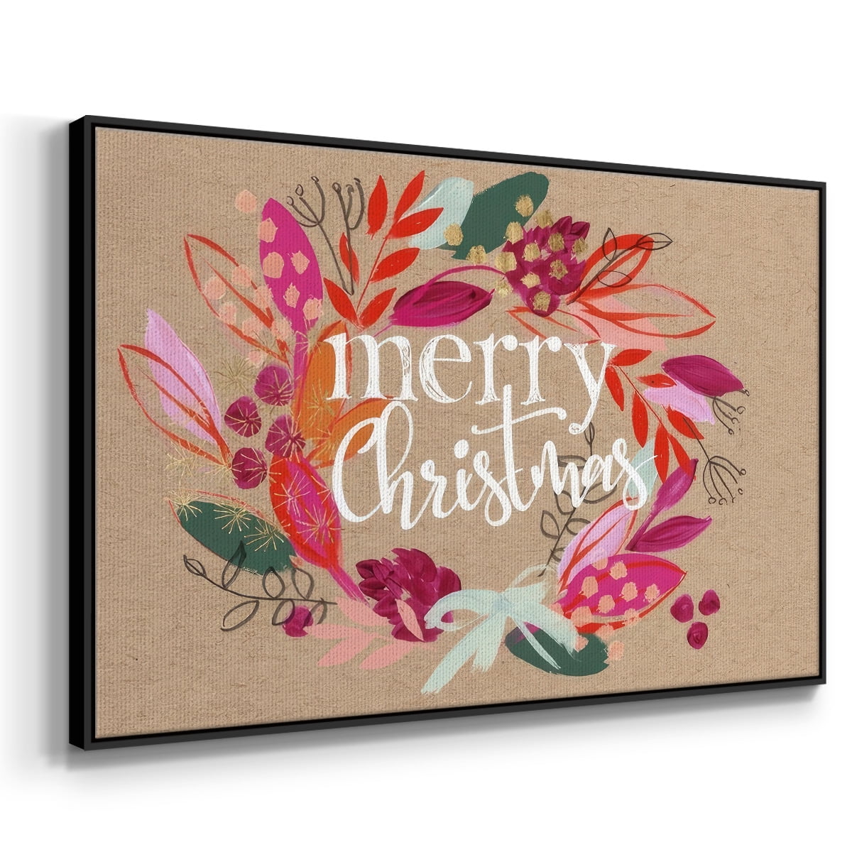 Crafty Christmas Collection A - Framed Gallery Wrapped Holiday Canvas - 25 x 37 - Black Frame