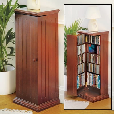 Collections Etc Swing Away Small Wood Vertical Media Cabinet CD & DVD 