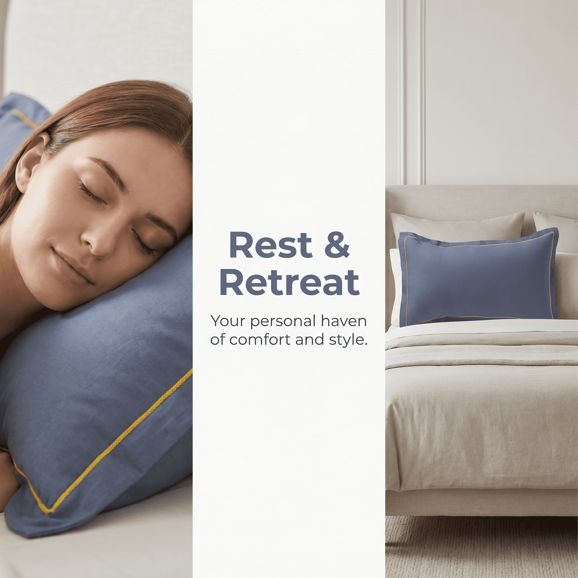 Unique Bargains 2Pcs Smooth Wrinkle Resistant Cotton Pillowcase Queen Navy Blue