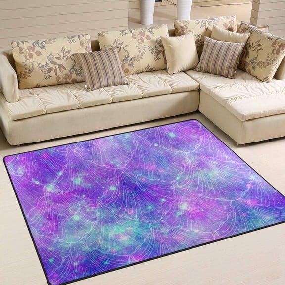 SKYSONIC Mermaid Fantasy Galaxy Design Lightweight Area Rugs Carpet Mats Floor Rug Home Decor for Kids Room Living Room 80x58 inches
