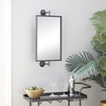 thumbnail image 3 of DecMode Industrial Rectangular Metal Wall Mirror with Pull Handle Design and Black Finish, 14"W x 28"H, 3 of 14