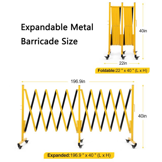 EDTara Long Folding Security Gate, Retractable Metal Barrier for Construction Site Elevator Traffic Control Garage