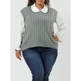 thumbnail image 2 of Suéteres de talgrande pamujer Chaleco con cuello en V Cable Estilo de muy buen gusto Jersey sin mangas Suéter Chalecos gris 1X, 2 of 6