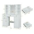 thumbnail image 6 of JBLCC Vanity Desk with Mirror & LED Lights, 39" Large Makeup Vanity Table with 3 Drawers & 6 Shelves, White, 6 of 9