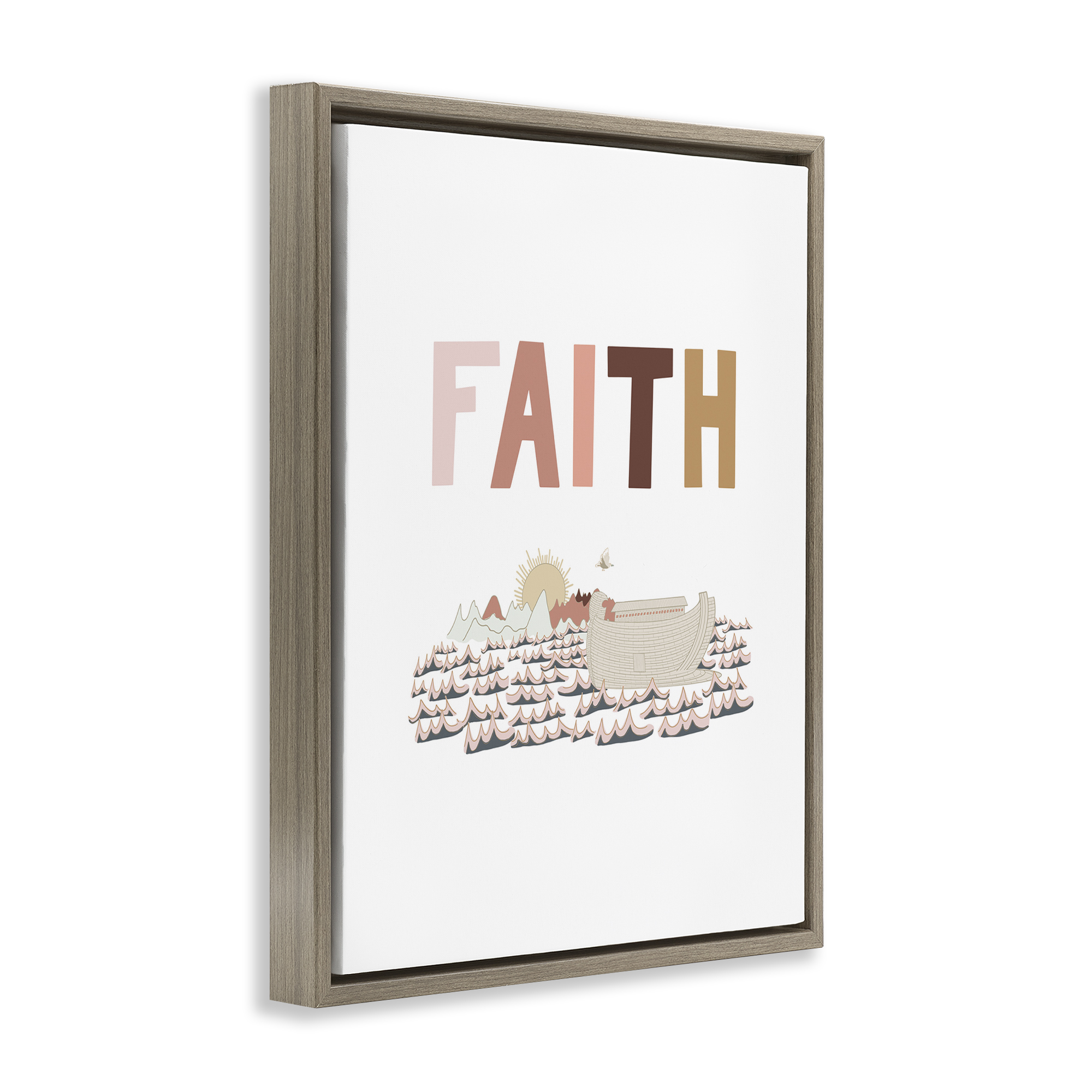 Stupell Industries Noah's Ark Faith Religious Painting Brown Floater Framed Art Print Wall Art, 17 x 21