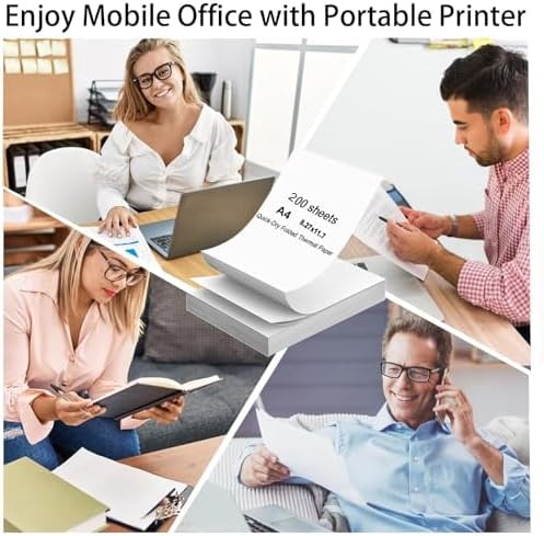 200 Sheets A4 Thermal Paper (Folded), 8.27x11.69' Thermal Paper(210 x 297 mm) for Portable Thermal Printer, Compatible with No Ink Printer, for Travel or Home Work, Printing Contract, Picture, etc