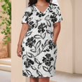 thumbnail image 4 of Womens Casual Dresses Black Floral White Background Pattern Short Sleeve Dress Summer Dresses for Women 2025, 4 of 6