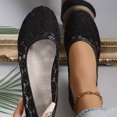 thumbnail image 5 of Women's Floral Embroidered Mesh Slip-On Flat Shoes Square Toe Hollow-Out Breathable Non-Slip Lightweight Casual Walking Shoes Wedding Bride Dressy Shoes fashionable outer wear, 5 of 8