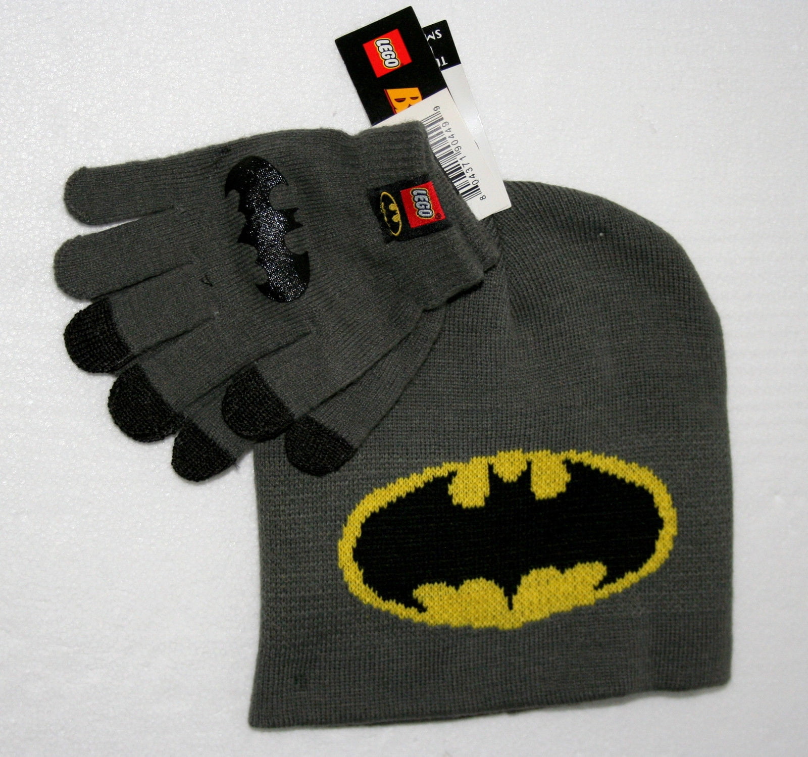 DC Comics Boys Batman Winter Hat 2 Pair Gloves or Mittens Set Toddler/Little Boys