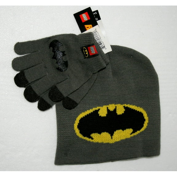 DC Comics Little Boys' Lego Batman Intarsia Hat And Glove Set, Charcoal Gray,...