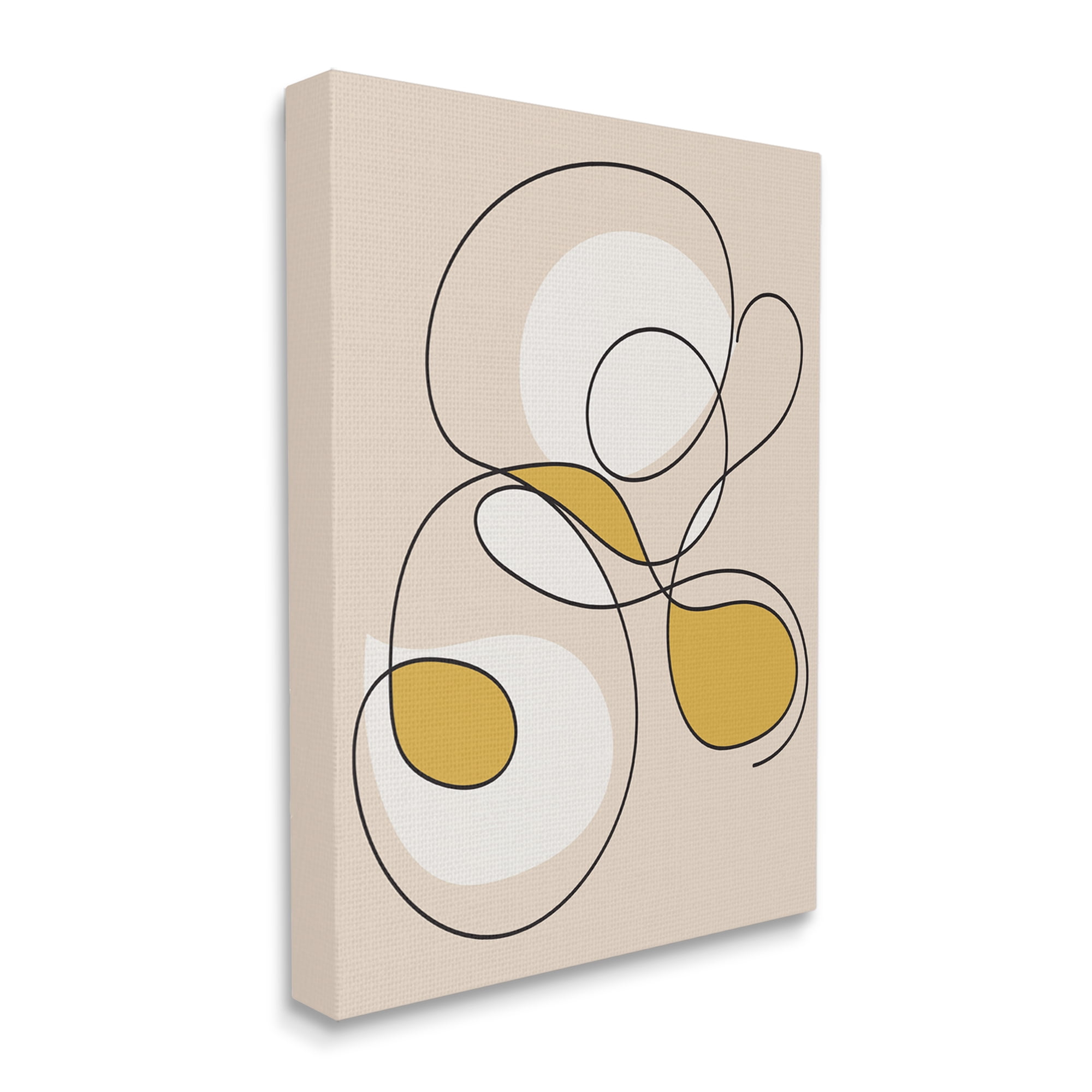 Stupell Industries Line Doodle with Yellow Abstract Painting Gallery Wrapped Canvas Art Print Wall Art, 30 x 40
