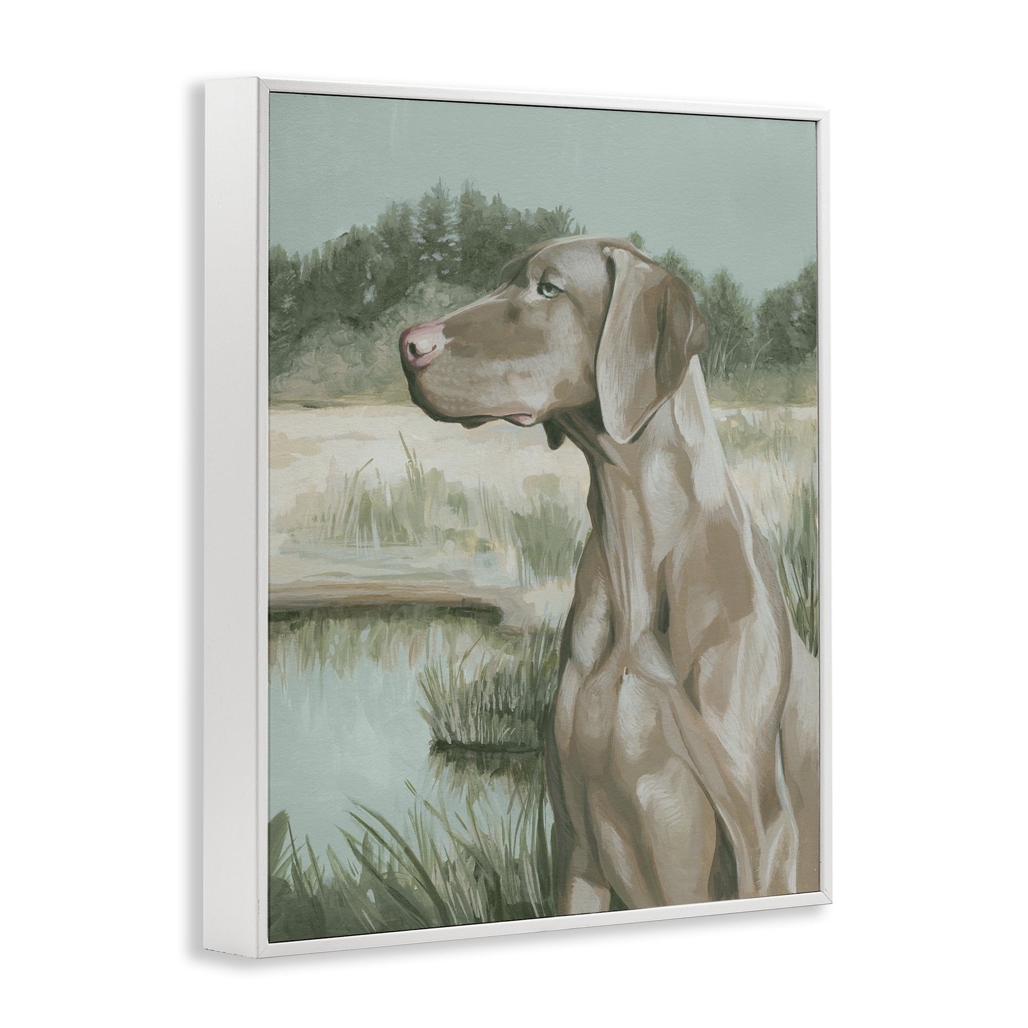 Stupell Industries Stoic Labrador Landscape Animals & Insects Painting White Framed Art Print Wall Art, 11 x 14