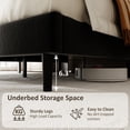 thumbnail image 6 of Bellemave Queen Size Bed Frame, Velvet Upholstered Platform Bed with Height-Adjustable Headboard, No Box Spring Required, Black, 6 of 8