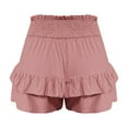 thumbnail image 7 of Lroveb Shorts for Women 2024 Summer High Waisted Ruffle Shorts Floral Pleated Hem Casual Pants Flowy Beach Shorts Rose Gold, 7 of 7