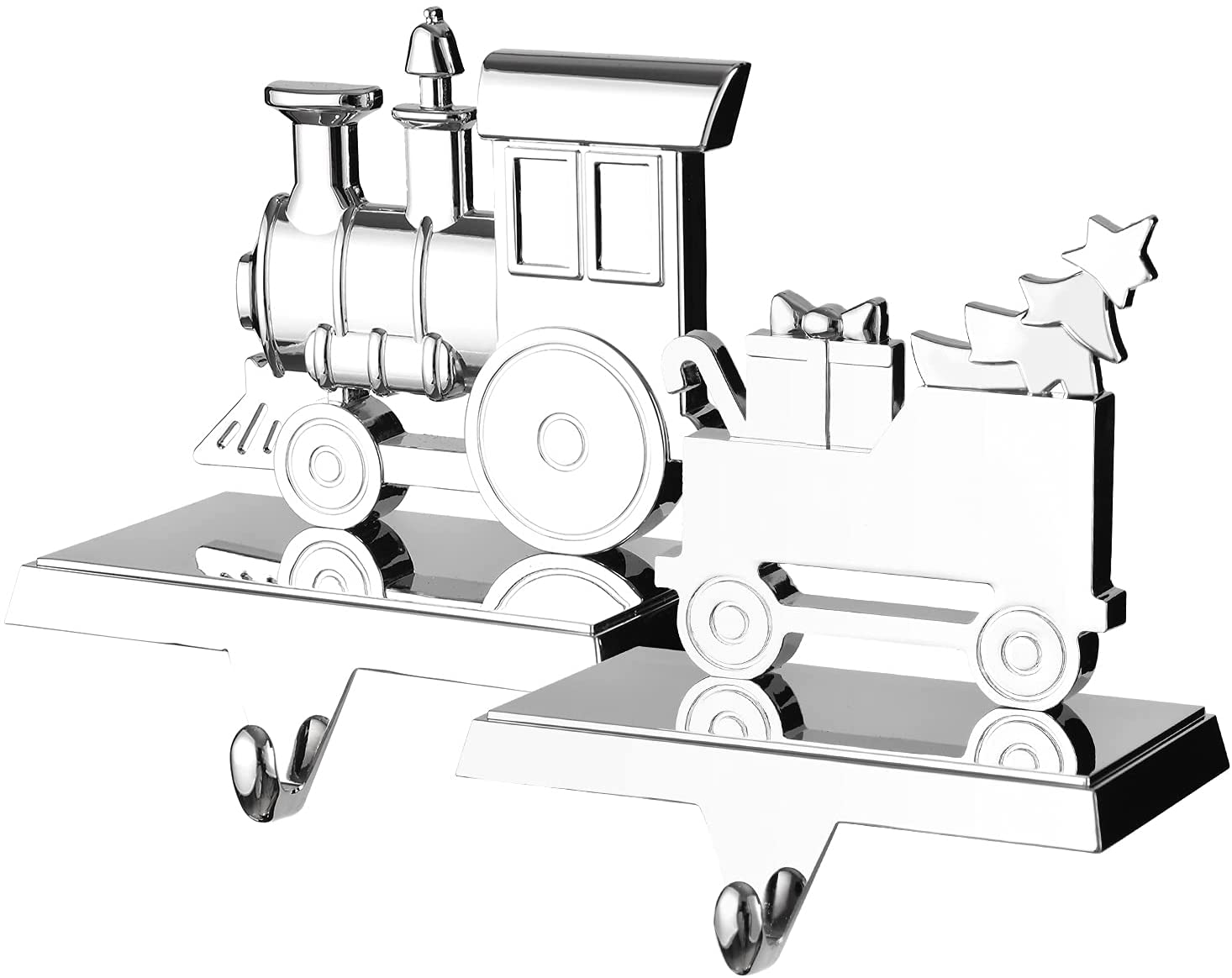 Set of 2 Train Christmas Stocking Holders for Mantel,Stocking Hangers