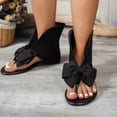 thumbnail image 3 of Rokment Vintage Butterfly Flip Flops Flat Dressy Sandals for Women Black Stylish Casual Bow Suede Cut-Out Low Heel Slip on Thong Beach Summer Comfortable Walking Dress Shoes Black Size 6, 3 of 6
