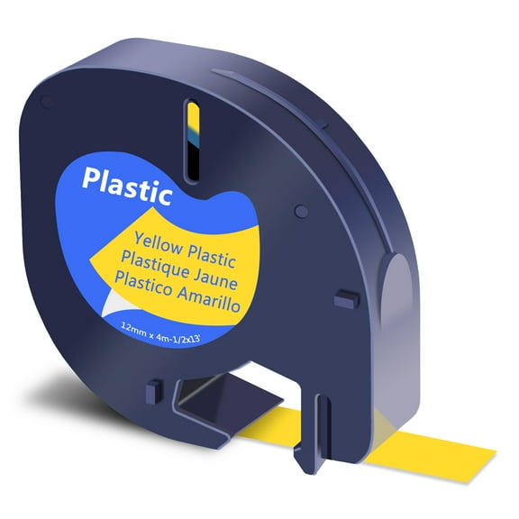 GREENCYCLE 1PK Compatible for DYMO LetraTag Refills 91332 12mm Black on Yellow Plastic Label Maker Tape