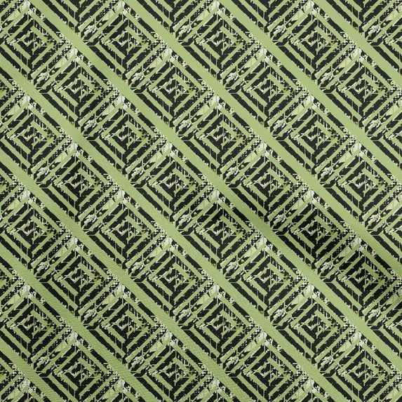 oneOone Silk Tabby Light Green Fabric Geometric Sewing Material Print Fabric By The Yard 42 Inch Wide