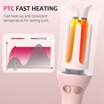 thumbnail image 4 of Automatic Rotating Curling Iron, 1 Inch Ceramic Curling Wand, 1-Click Hair Curler with 3 Heat & Timers, Anti-Scald Design, 1M Ionic Care, Dual  for Travel Beach Waves, Rose, 4 of 6