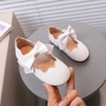 thumbnail image 2 of Gpaecead Girls Bow Mary Jane Dress Shoes Solid Color Faux Leather Soft Sole Ballet Flats For Toddler Little Kids, White, 2 of 8
