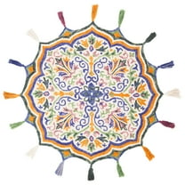 SAFAVIEH Novelty Jefferson Colorful Floral Wool Area Rug, Cream/Green, 5' x 5' Round