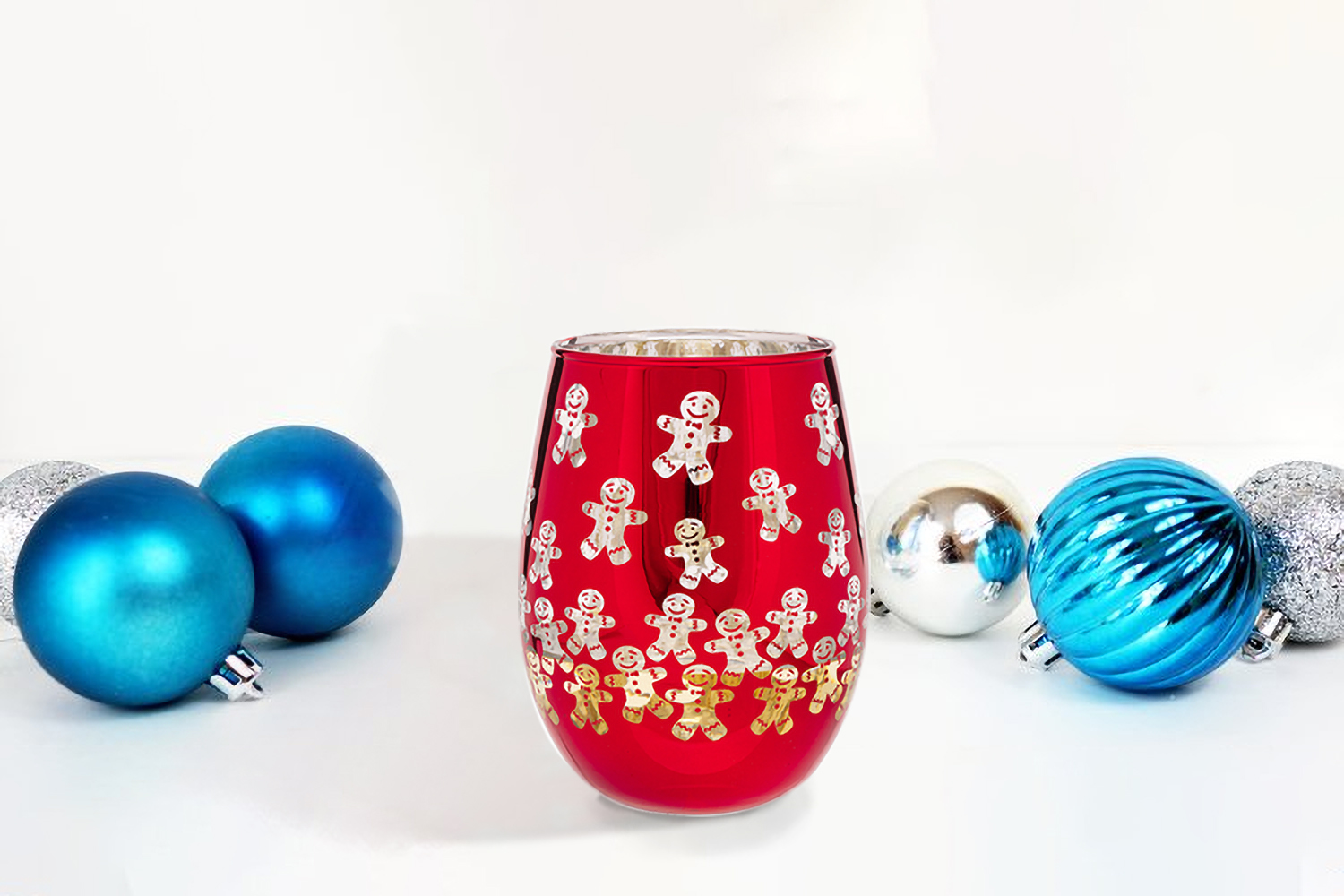 Stemless Gingerbread Man Wine Glass 17.5 OZ Holiday Time