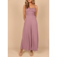 thumbnail image 2 of Asyoly Womens Casual Sleeveless Backless Jumpsuits Square Neck High Waisted Tie Back Long Pant Romper Jumpsuit with Pockets, 2 of 7
