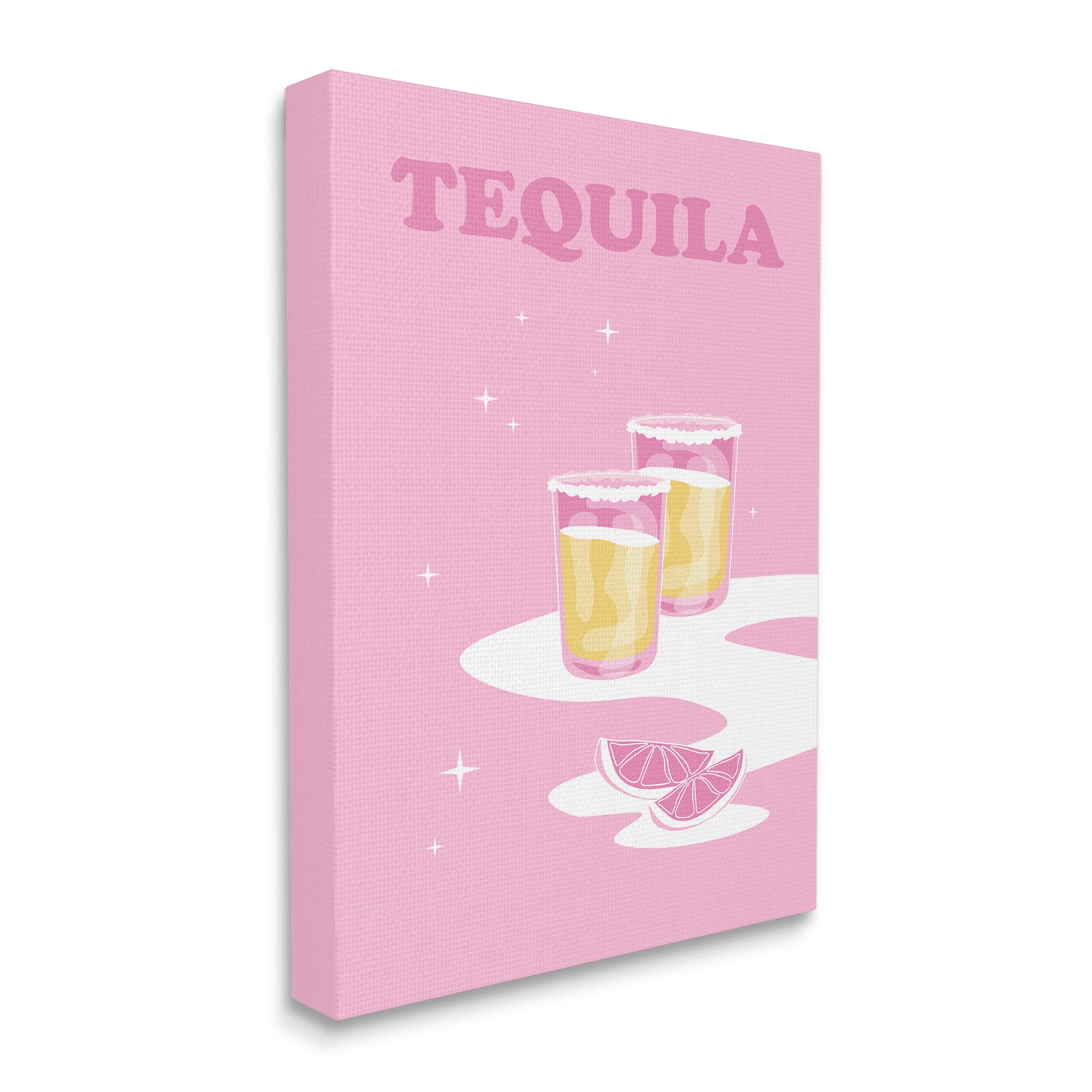 Stupell Industries Bold Pink Tequila Shots Kitchen Cocktail Typography Graphic Art Gallery Wrapped Canvas Print Wall Art, Design by Birch&Ink