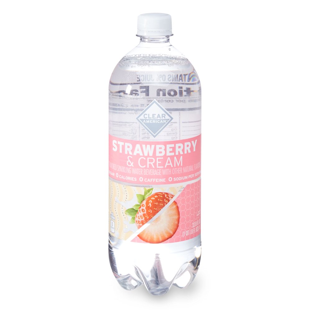 Clear American Sparkling Water, Strawberries & Cream, 33.8 fl oz