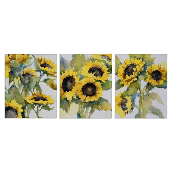 Stupell Industries Blooming Country Sunflowers Plants & Flowers Painting Wrapped Canvas Art Print Wall Art, 11 x 14, Set of 3