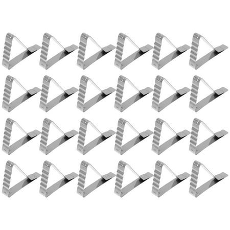 

24pcs Stainless Steel Tablecloth Clips Antiskid Table Cover Fixing Clip (Silver)
