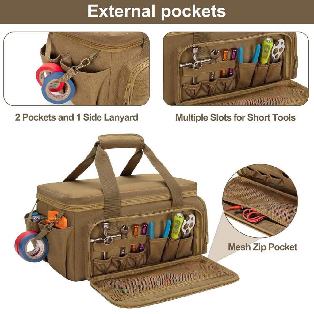 Portable Multi Pocket Tool Storage Bag For Electricians Carpenters And Handymen
