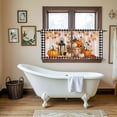 thumbnail image 5 of Pumpkins Fall Tier Curtains 36 Inch Length, Thanksgiving Wooden Leaves Checkered Cafe Short Curtains for Bathroom Over Sink, Small Kitchen Curtain Light Filtering Tiered Drapes 2 Panels 27.5"Wx36"L, 5 of 9