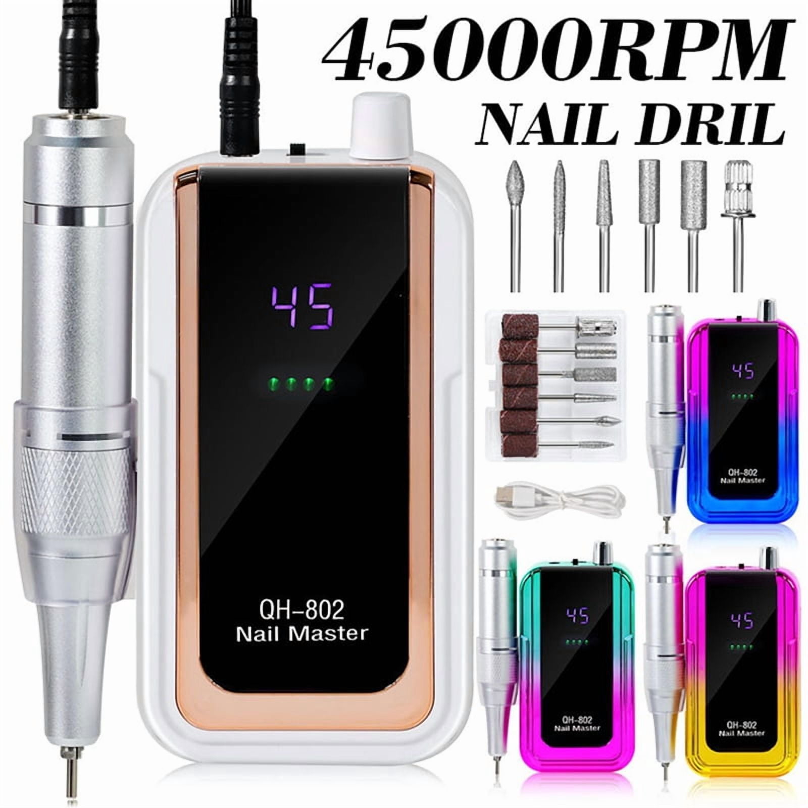 45000RPM Rechargeable Nail Drill Machine Electric Nail Drill Sander Low Noise Manicure Machine Colorful Green