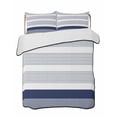 thumbnail image 2 of Navy Blue Stripe Twin Size Down Alternative Comforter, Lightweight Comforter Quilt Bedding Set with Pillow Shams Modern Rustic Horizontal Blue Striped All Seasons Bed Comforter Duvet Insert 68"x86", 2 of 7