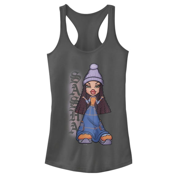 Junior's Bratz Bunny Boo Sasha Racerback Tank Top Charcoal 2X Large