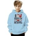 thumbnail image 4 of Boys Girls 100 Days of School Hoodie - Kids Letter Graphic Long Sleeve Preppy Back to School Sweatshirt, 4 of 4