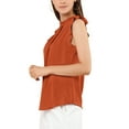 thumbnail image 5 of INSPIRE CHIC Women's Sleeveless Blouse Ruffled Pleated Wear-to-Work Chic Blouse M Dark Orange, 5 of 8