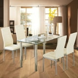 Uenjoy 5pcs Glass Dining Table with 4 Chairs Set Kitchen Furniture ...